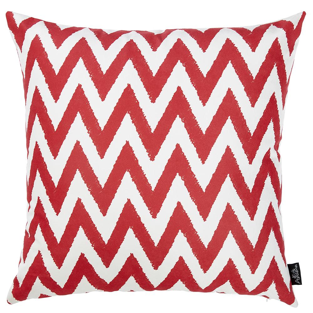 18inchesx18inches Red Nautical Chevron Decorative Throw Pillow Cover