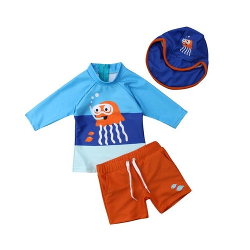 Cute Kids Baby Boys Swimwear Sets Octopus Printed