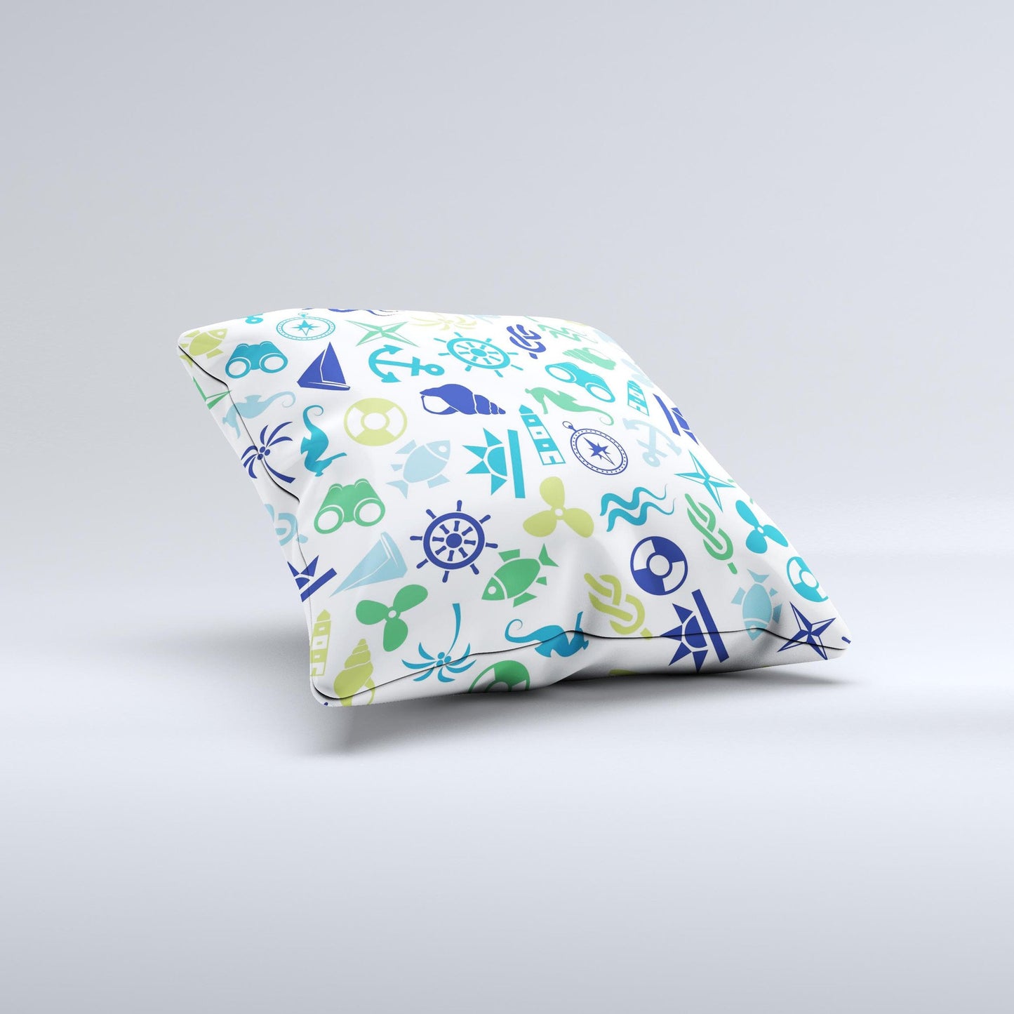Nautical Vector Shapes Ink-Fuzed Decorative Throw Pillow