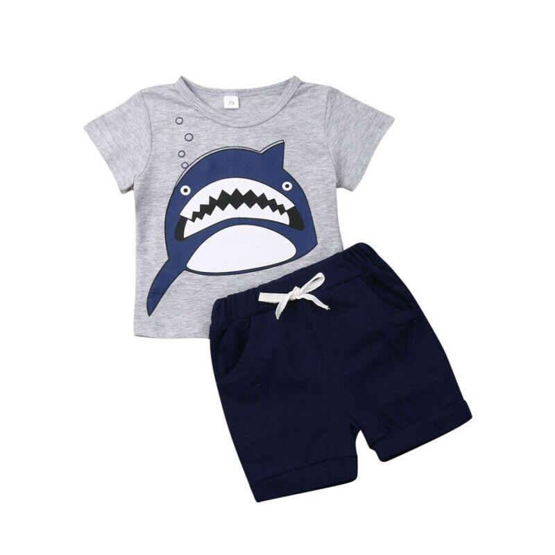 Newborn Toddler Baby Boy Infant Shark T-shirt