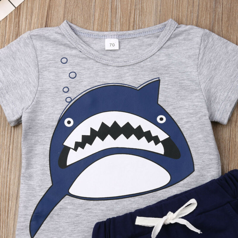 Newborn Toddler Baby Boy Infant Shark T-shirt