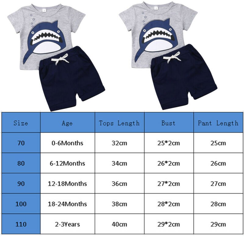 Newborn Toddler Baby Boy Infant Shark T-shirt