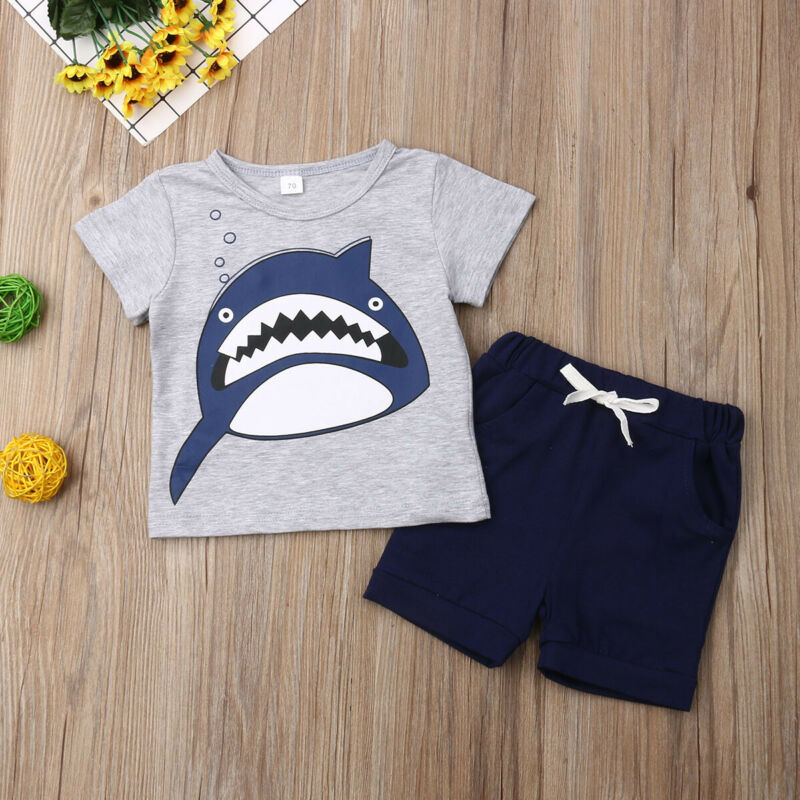 Newborn Toddler Baby Boy Infant Shark T-shirt
