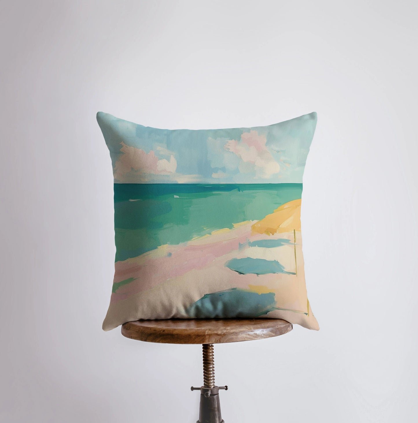 Pastel White Sand Beach | Gouache Painting | Ocean | Greece | Italy |