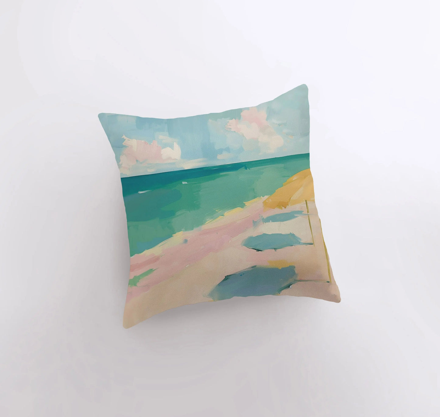 Pastel White Sand Beach | Gouache Painting | Ocean | Greece | Italy |