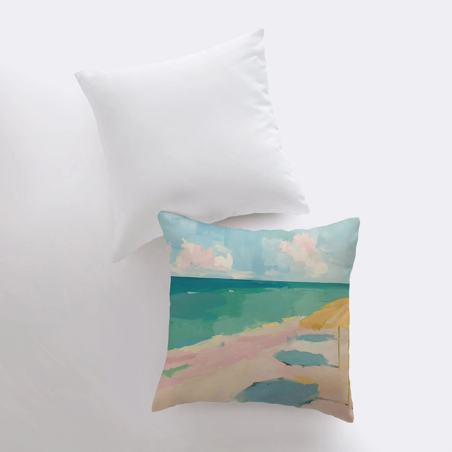 Pastel White Sand Beach | Gouache Painting | Ocean | Greece | Italy |