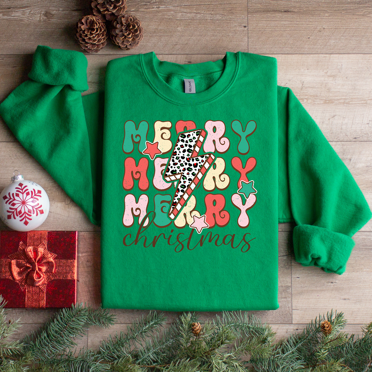 Merry Merry Merry Christmas Retro Unisex Fit Sweatshirt