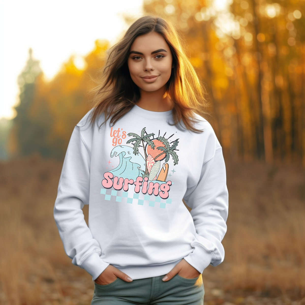 Let's Go Surfing Cozy Unisex Sweatshirt