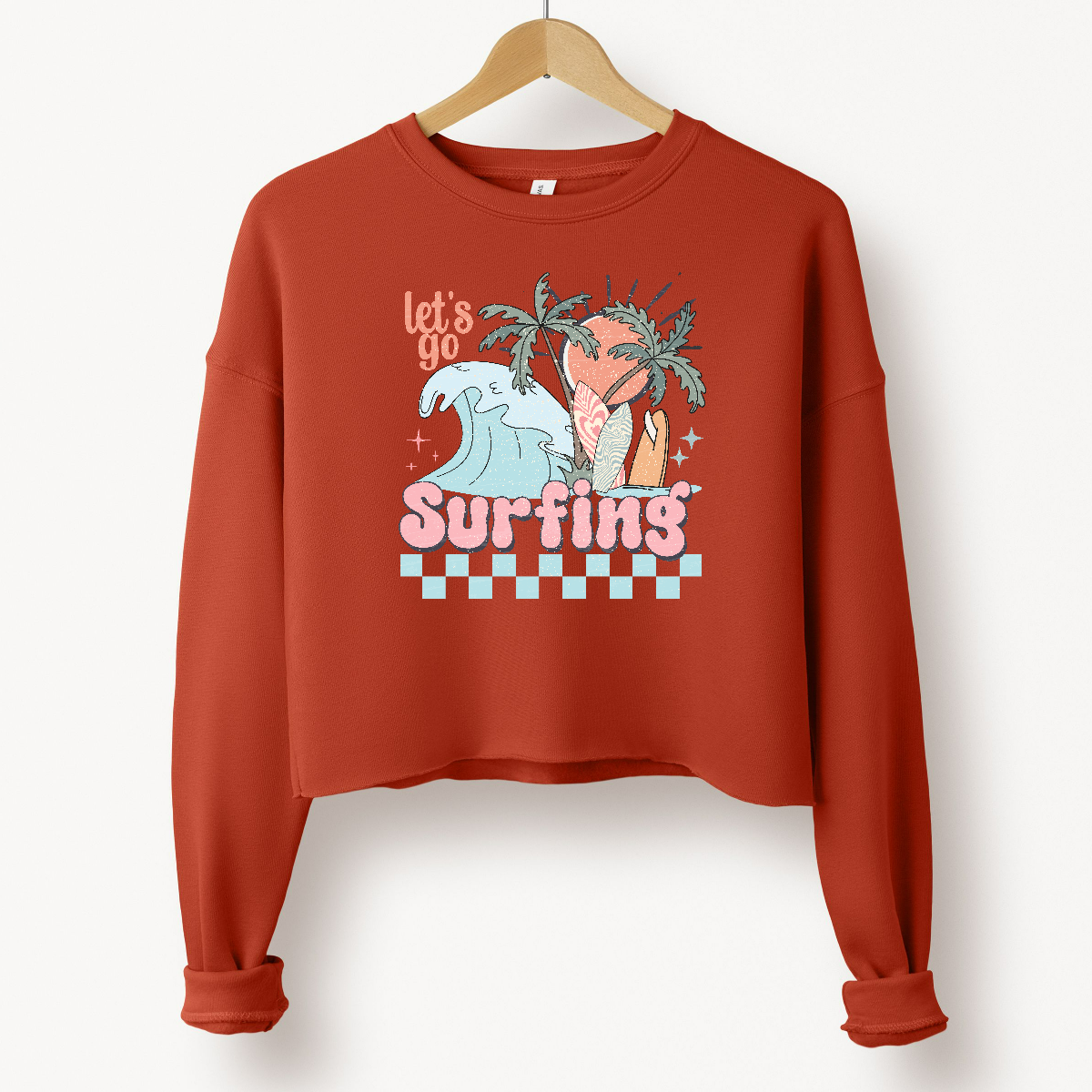 Let's Go Surfing Cute Crop Sweatshirt