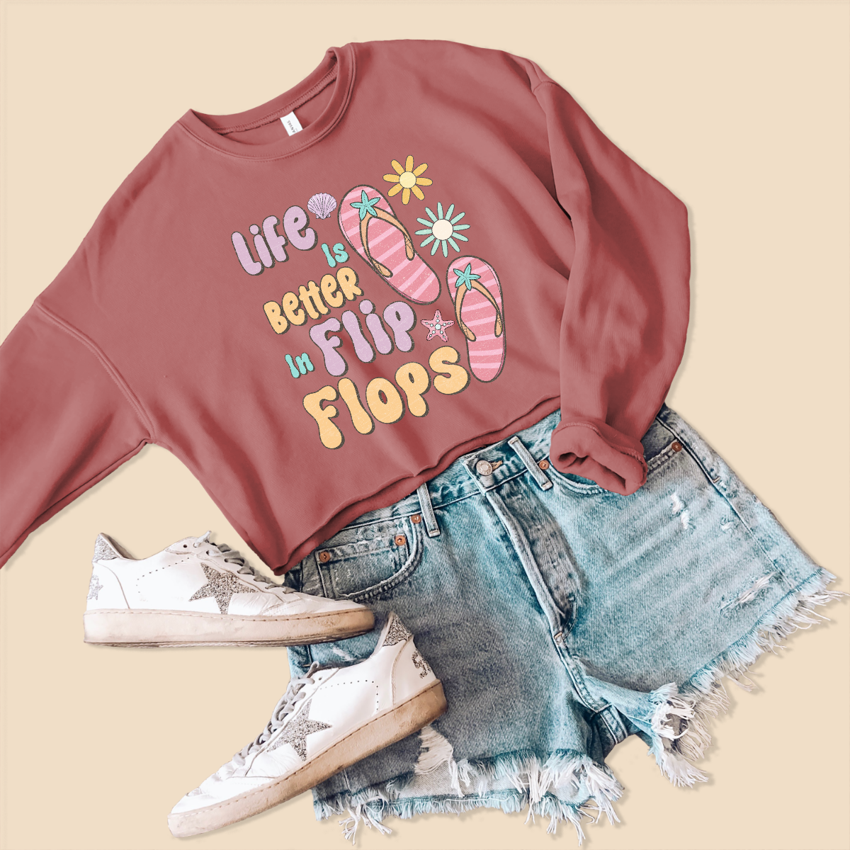 Life is Better in Flip Flops Crop Sweatshirt