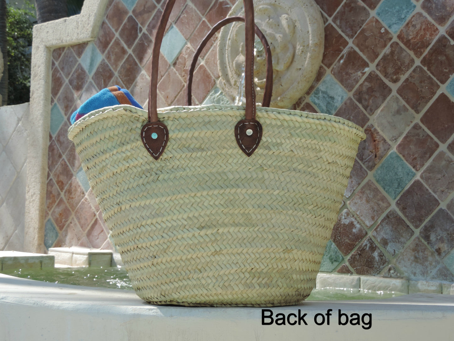 Straw Bag with Hand-Painted Magenta LOVE Design