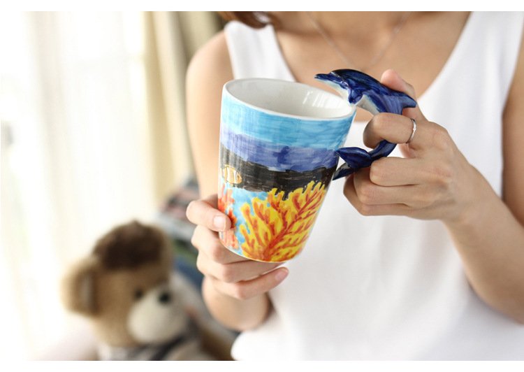 3D Ocean Animals Series Painted Coffee Cup