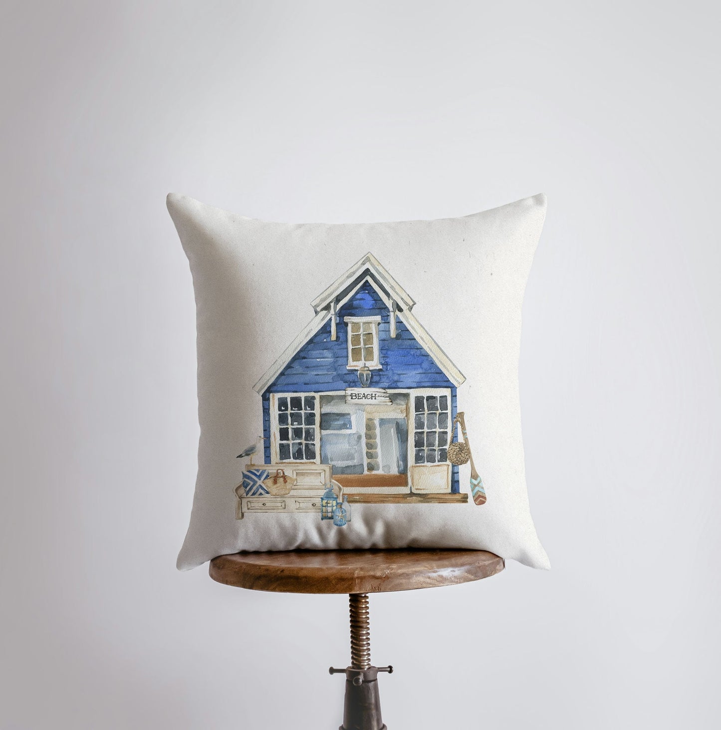 Beach House | Watercolor | Throw Pillow | Home Decor | Coastal Decor |