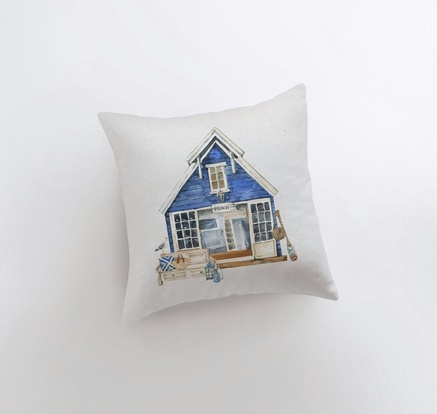 Beach House | Watercolor | Throw Pillow | Home Decor | Coastal Decor |