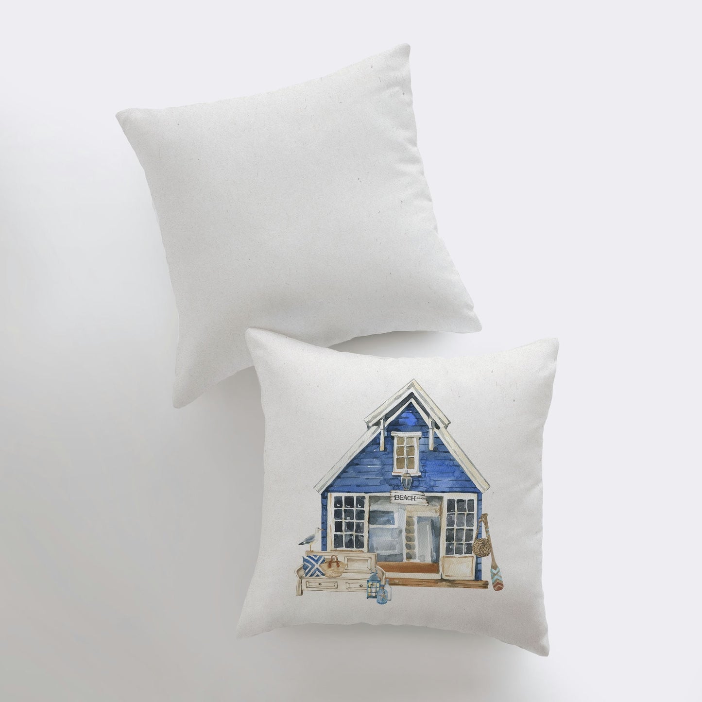 Beach House | Watercolor | Throw Pillow | Home Decor | Coastal Decor |