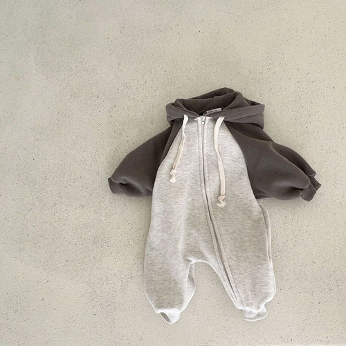 Baby Color Matching Design Zipper Front Romper