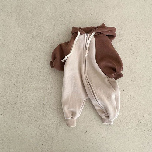 Baby Color Matching Design Zipper Front Romper