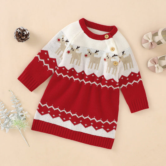 Baby Girl Embroidered Pattern Long Sleeve Autumn New Style Christmas