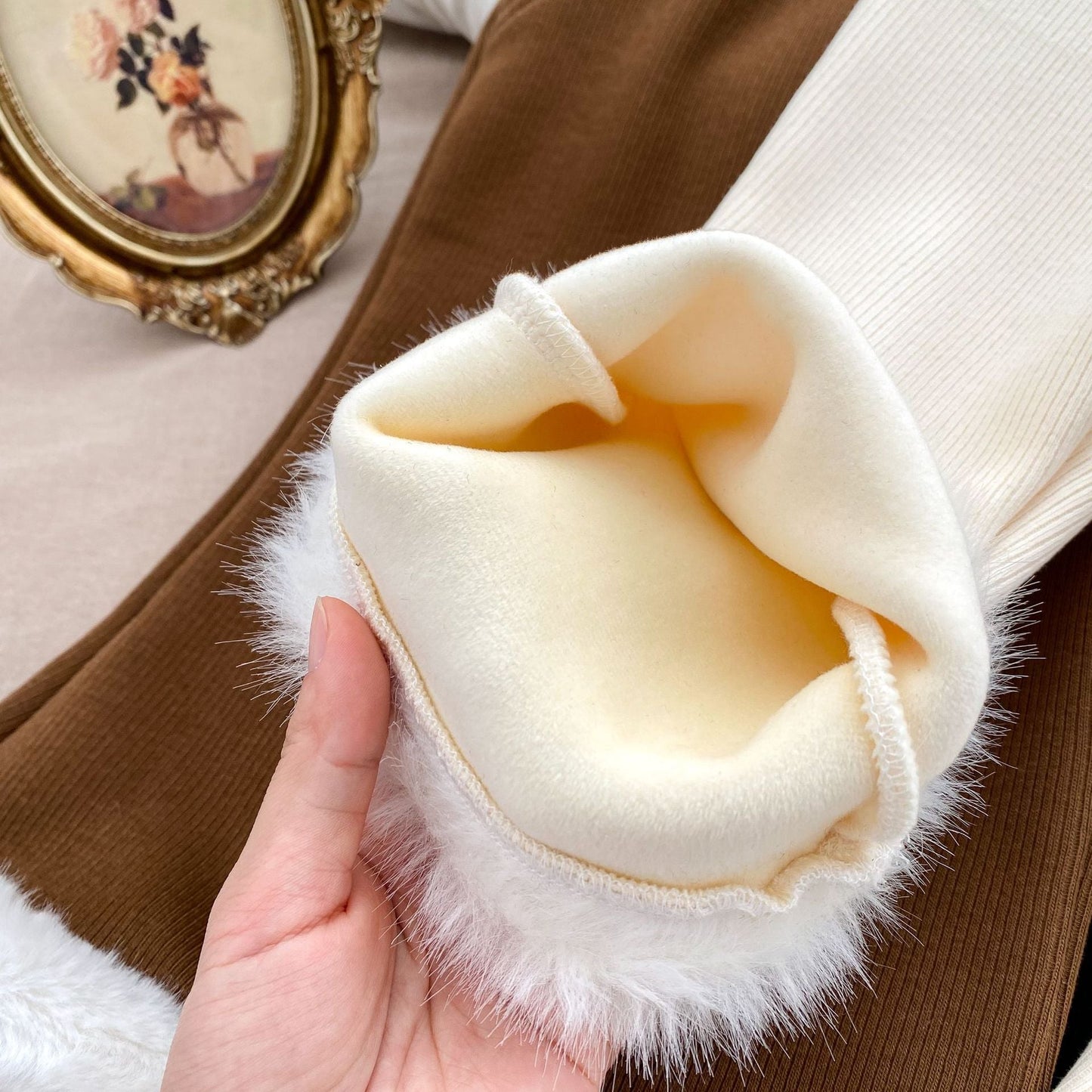 Baby Girl Velvet-In Solid Winter Pants
