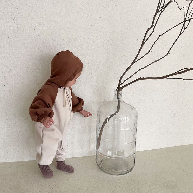 Baby Color Matching Design Zipper Front Romper