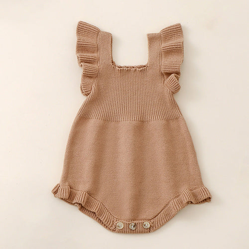 Summer New Arrival Baby Girls Solid Color Fly Sleeves Square Neck